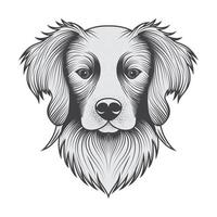 nero e bianca cane ritratto - cane viso logo- animale domestico illustrazione vettore