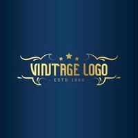 gratuito Vintage ▾ telaio logo con oro colore. antico etichetta. adatto per studio, barbiere negozio, etichetta, birra, salone, negozio, segnaletica. vettore