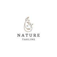 natura foglia fiore con linea arte stile logo design modello piatto vettore