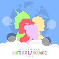internazionale madre linguaggio giorno saluto carta vettore