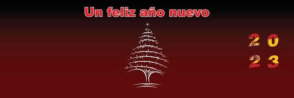 allegro Natale e contento nuovo anno ragnatela pagina coperchio. Spagna bandiera su il anno 2023. vacanza design per saluto carta, striscione, celebrazione manifesto, festa invito. vettore illustrazione.