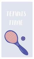 tennis manifesto illustrazione nel scarabocchio stile. tennis tempo cartolina cartone animato. vettore
