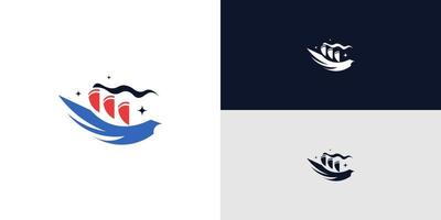 astratto e semplice nave logo design. yacht o crociera logo per viaggio o turismo industria marca identità vettore