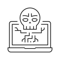 computer Morte programm linea icona vettore illustrazione