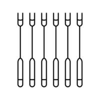 illustrazione vettoriale dell'icona della linea della fonduta di forchette