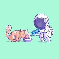 astronauta dando latte per gatto vettore