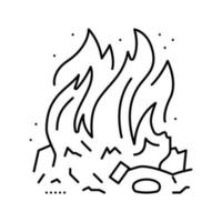 bruciare fuoco linea icona vettore illustrazione