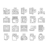elettrodomestici riparazione manutenzione icone set vettoriale