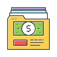illustrazione vettoriale dell'icona del colore della cartella dell'archivio degli investimenti