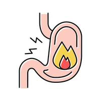illustrazione vettoriale dell'icona del colore dello stomaco del bruciore di stomaco