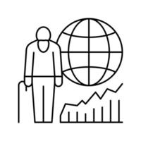 illustrazione vettoriale dell'icona della linea del problema sociale dell'invecchiamento