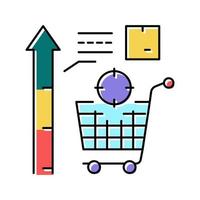 illustrazione vettoriale dell'icona a colori di visualizzazione dei dati di vendita