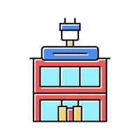 illustrazione vettoriale dell'icona del colore dell'edificio del negozio di elettronica