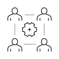 illustrazione vettoriale dell'icona della linea del processo di lavoro dei dipendenti dell'azienda
