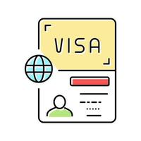 permettendo documento Visa colore icona vettore illustrazione