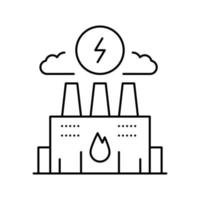 illustrazione nera del vettore dell'icona della linea della fabbrica di energia