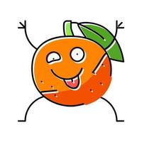 mandarino frutta personaggio colore icona vettore illustrazione