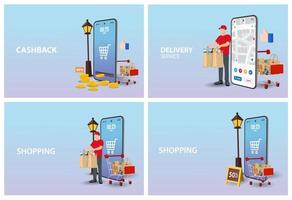 in linea shopping striscione, mobile App modelli, concetto vettore illustrazione piatto design