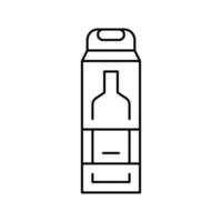 illustrazione vettoriale dell'icona della linea della scatola della bottiglia di alcol
