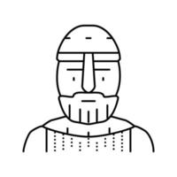 guerriero vichingo medievale linea icona vettore illustrazione