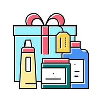 pacchetto regalo e kit per la cura del viso icona a colori illustrazione vettoriale