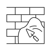 cemento su muro di mattoni icona linea illustrazione vettoriale