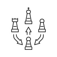 illustrazione vettoriale dell'icona della linea di scacchi di strategia