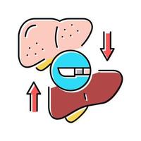 illustrazione vettoriale dell'icona del colore del trapianto di fegato