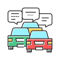 comunicazione dei conducenti nell'illustrazione vettoriale dell'icona del colore dell'ingorgo stradale