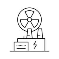 illustrazione nera del vettore dell'icona della linea della centrale nucleare