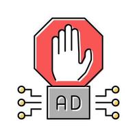illustrazione vettoriale dell'icona del colore della tecnologia del blocco pubblicitario
