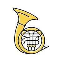 illustrazione vettoriale dell'icona del colore dello strumento del musicista dell'orchestra del corno