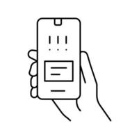 illustrazione vettoriale dell'icona della linea dell'app per smartphone di errore di avviso