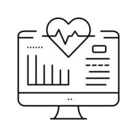 illustrazione vettoriale dell'icona della linea cardio del cuore del computer