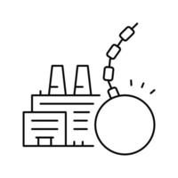 illustrazione vettoriale dell'icona della linea di demolizioni di fabbrica di impianti