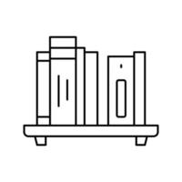 scaffale con illustrazione vettoriale icona linea libri