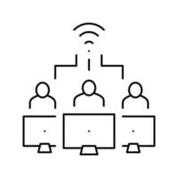 illustrazione vettoriale dell'icona della linea di connessione internet wireless del lavoro di squadra