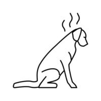 illustrazione vettoriale dell'icona della linea del cane punito