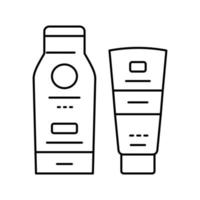 illustrazione vettoriale dell'icona della linea del tubo e della bottiglia dopo la crema solare