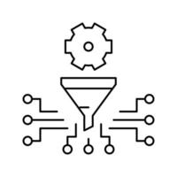 illustrazione vettoriale dell'icona della linea di filtrazione del processo di lavoro