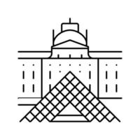 illustrazione vettoriale dell'icona della linea del museo del louvre france