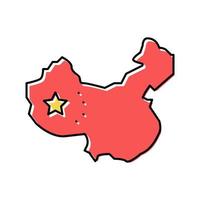 Cina nazione carta geografica bandiera colore icona vettore illustrazione