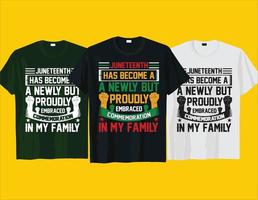 africano americano nero storia mese juneteenth tipografia t camicia design vettore