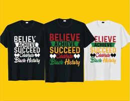 credere raggiungere avere successo, africano americano nero storia mese juneteenth tipografia t camicia design vettore