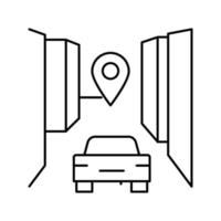 illustrazione vettoriale dell'icona della linea di destinazione finale dell'auto