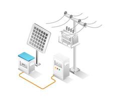 piatto isometrico 3d illustrazione concetto di solare energia Conservazione canale vettore