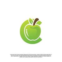lettera c logo design con frutta modello fresco logo premio vettore