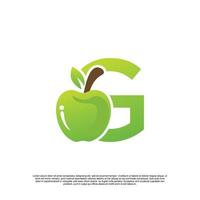 lettera g logo design con frutta modello fresco logo premio vettore