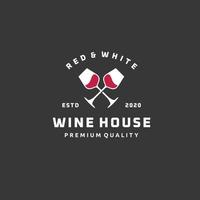 vino Casa attraversare bicchiere logo modello design ispirazione vettore