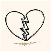 vettore cuore schizzo scarabocchio illustrazione impostato con rotto cuore forma.